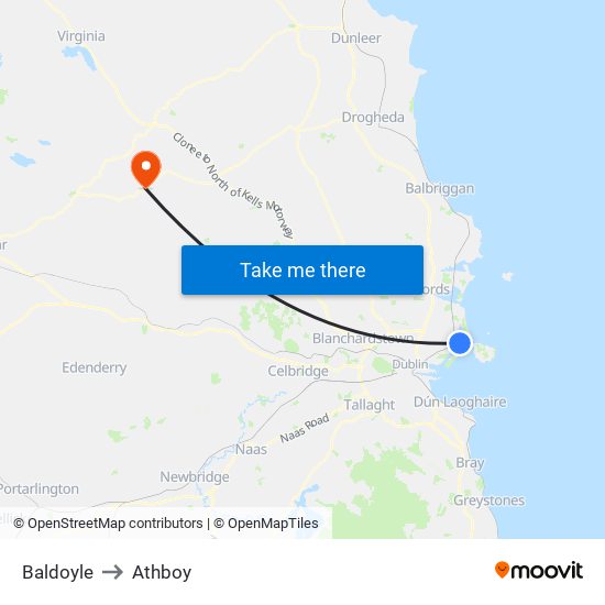 Baldoyle to Athboy map