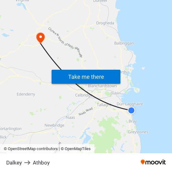 Dalkey to Athboy map