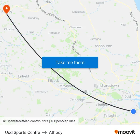 Ucd Sports Centre to Athboy map
