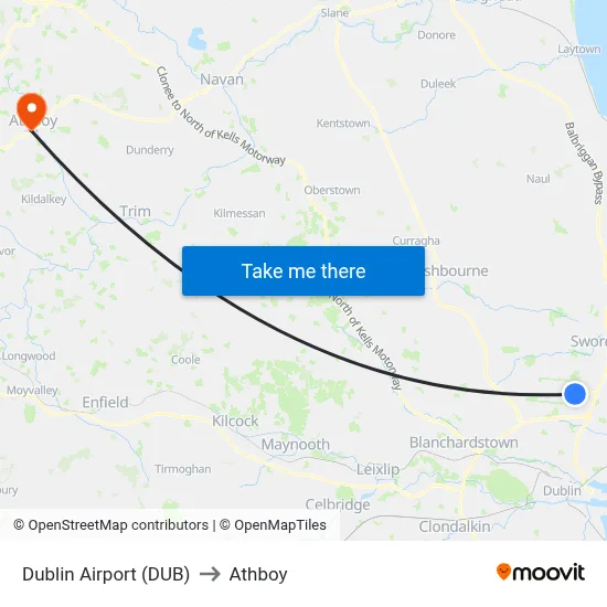 Dublin Airport (DUB) to Athboy map