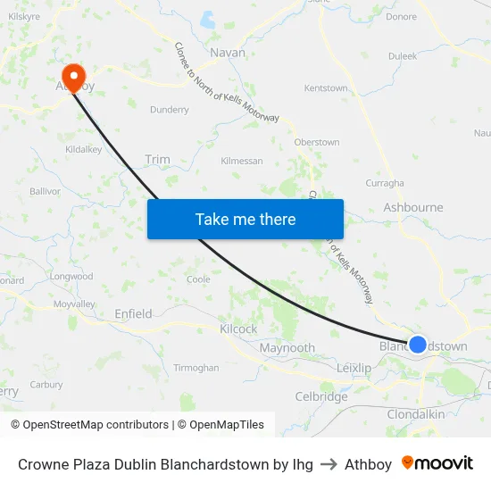 Crowne Plaza Dublin Blanchardstown by Ihg to Athboy map