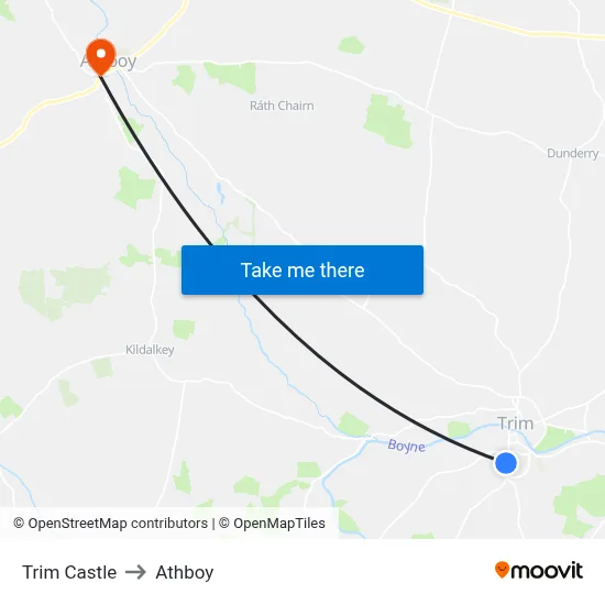 Trim Castle to Athboy map