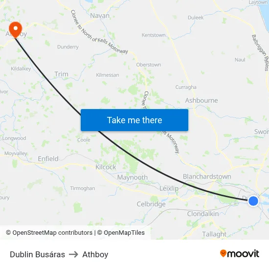 Dublin Busáras to Athboy map