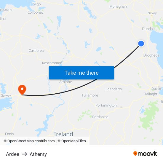 Ardee to Athenry map