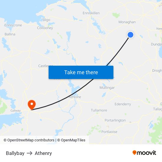 Ballybay to Athenry map