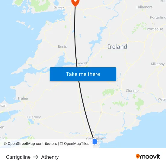 Carrigaline to Athenry map