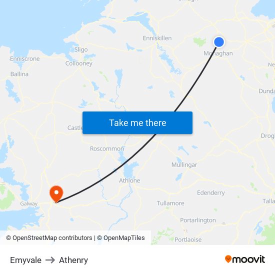 Emyvale to Athenry map