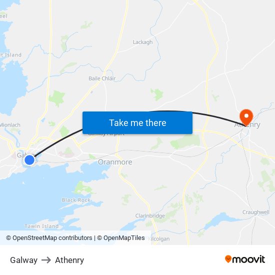 Galway to Athenry map