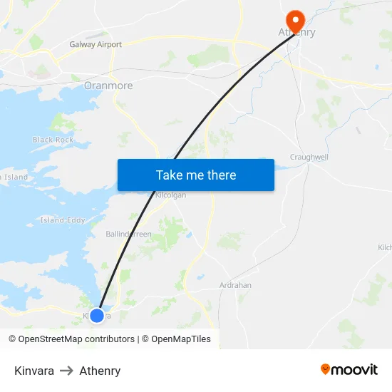 Kinvara to Athenry map
