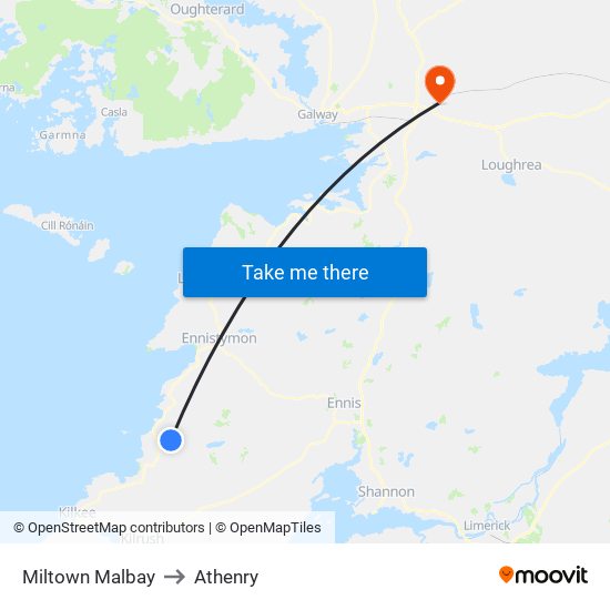 Miltown Malbay to Athenry map