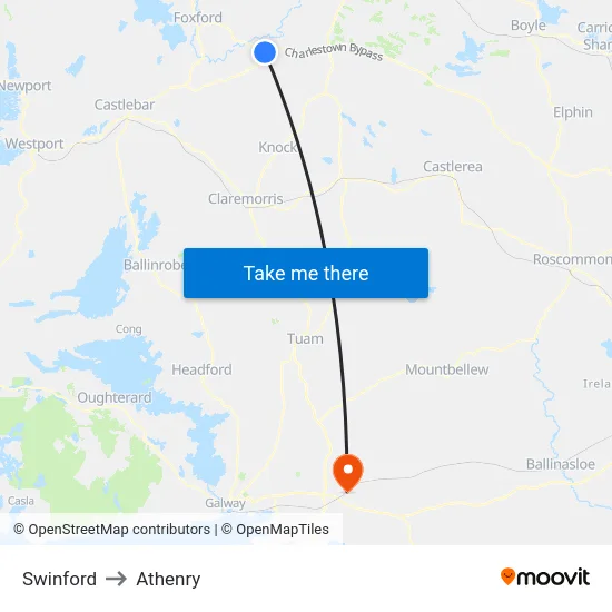 Swinford to Athenry map