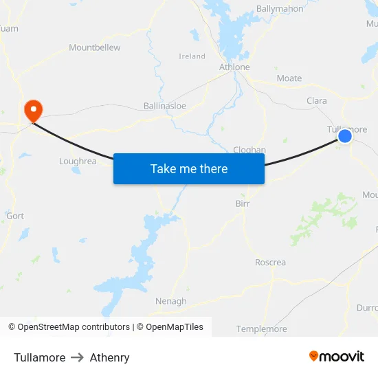 Tullamore to Athenry map