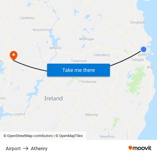 Airport to Athenry map