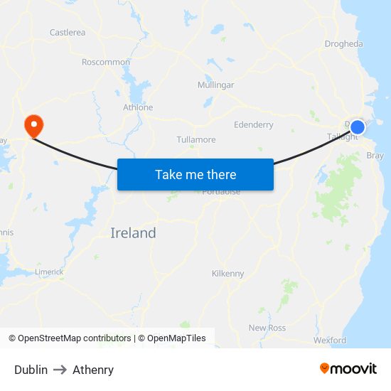 Dublin to Athenry map