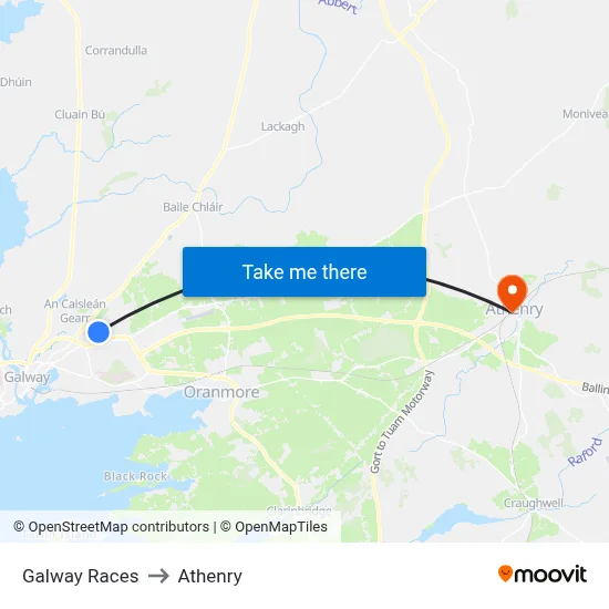 Galway Races to Athenry map