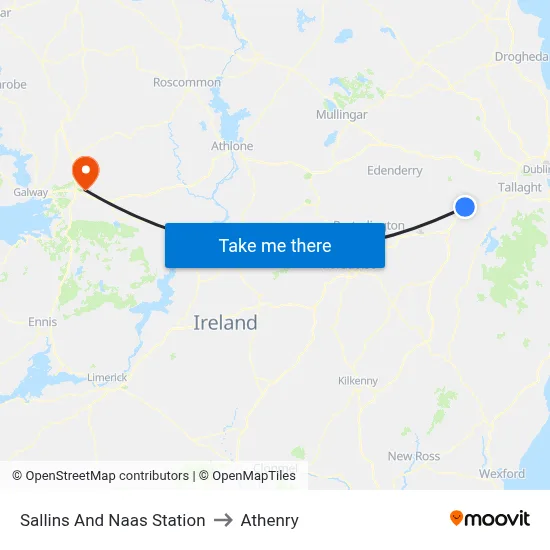 Sallins And Naas Station to Athenry map