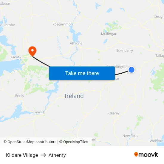 Kildare Village to Athenry map