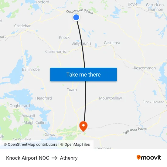 Knock Airport NOC to Athenry map