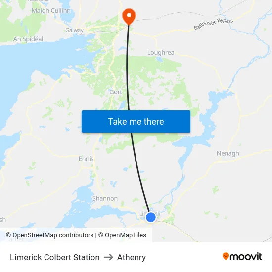 Limerick Colbert Station to Athenry map