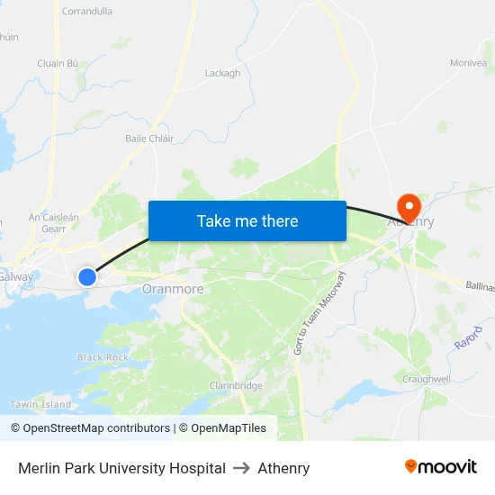 Merlin Park University Hospital to Athenry map