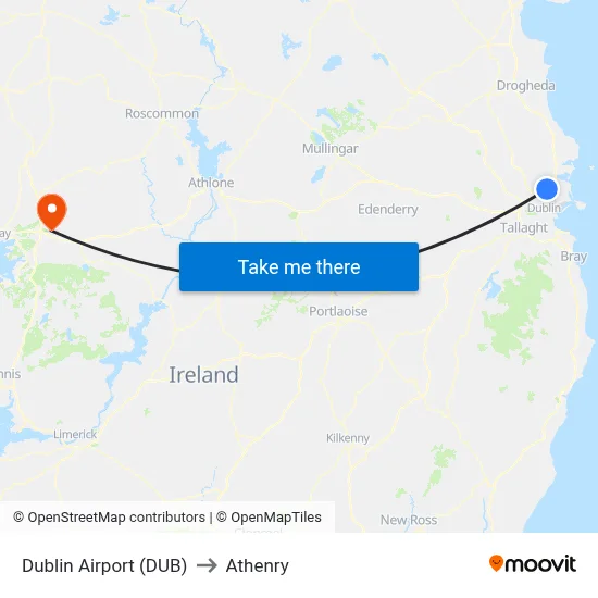 Dublin Airport (DUB) to Athenry map