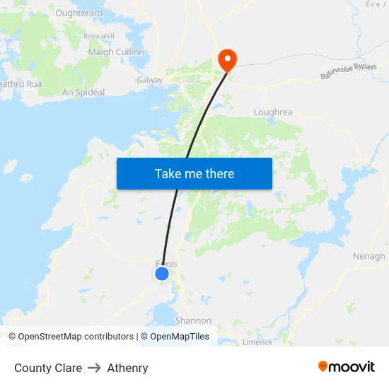 County Clare to Athenry map