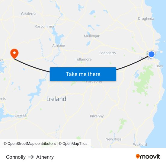 Connolly to Athenry map