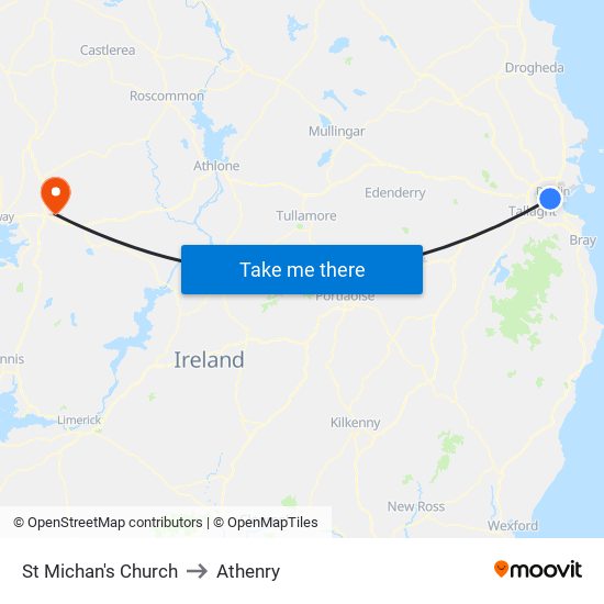 St Michan's Church to Athenry map