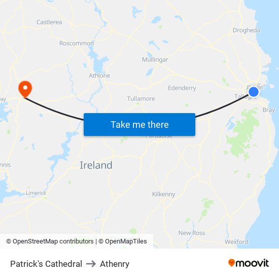 Patrick's Cathedral to Athenry map
