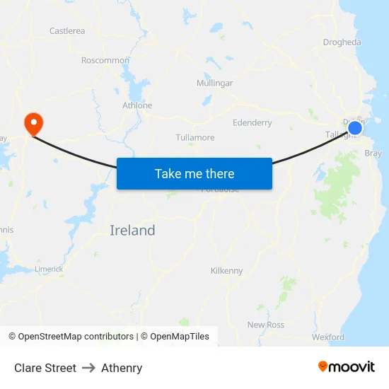 Clare Street to Athenry map