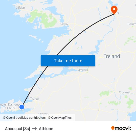 Anascaul [Ss] to Athlone map