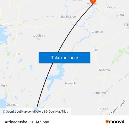 Ardnacrusha to Athlone map