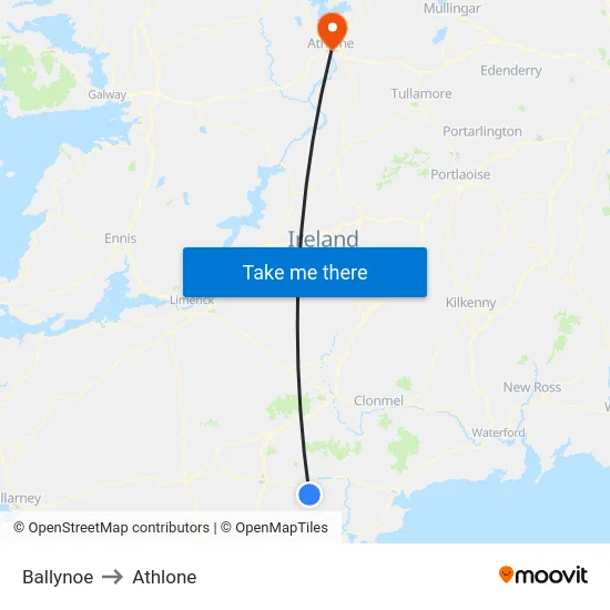 Ballynoe to Athlone map