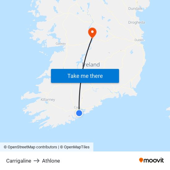 Carrigaline to Athlone map