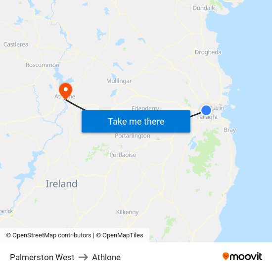 Palmerston West to Athlone map