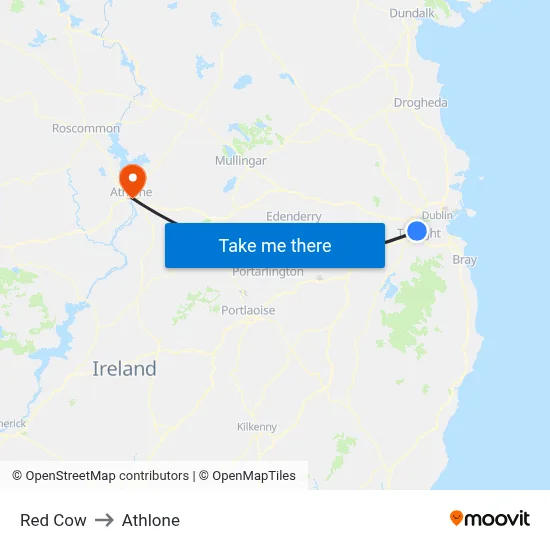 Red Cow to Athlone map