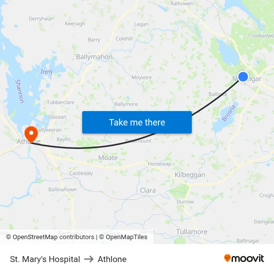 St. Mary's Hospital to Athlone map