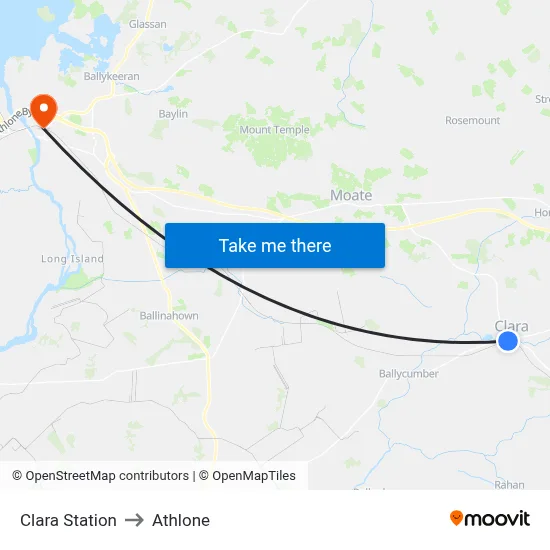 Clara Station to Athlone map