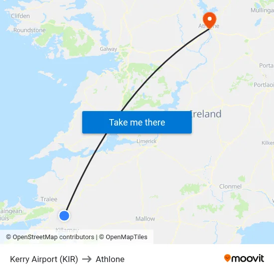 Kerry Airport (KIR) to Athlone map