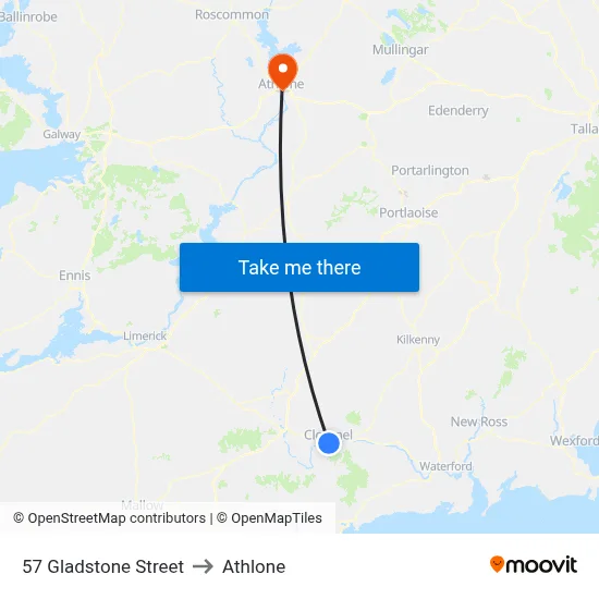 57 Gladstone Street to Athlone map