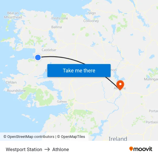 Westport Station to Athlone map