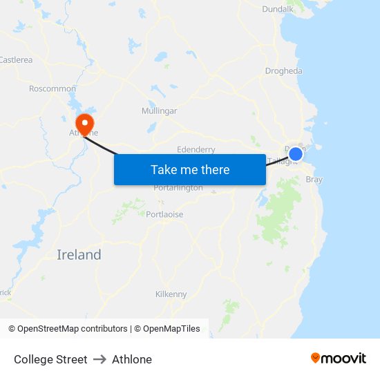 College Street to Athlone map