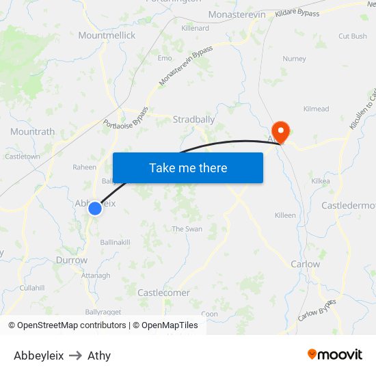 Abbeyleix to Abbeyleix map
