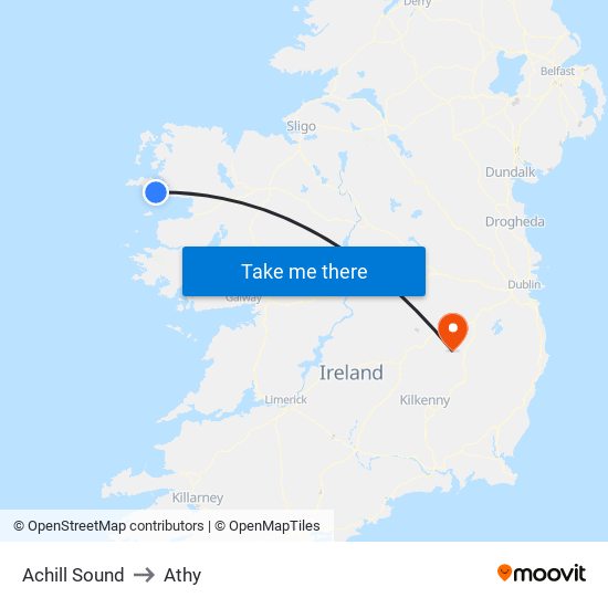 Achill Sound to Athy map