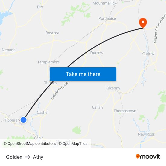 Golden to Athy map