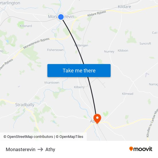 Monasterevin to Athy map