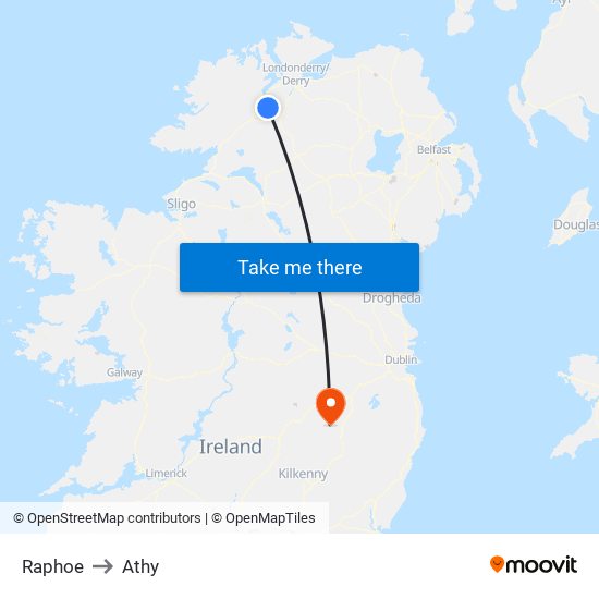 Raphoe to Athy map