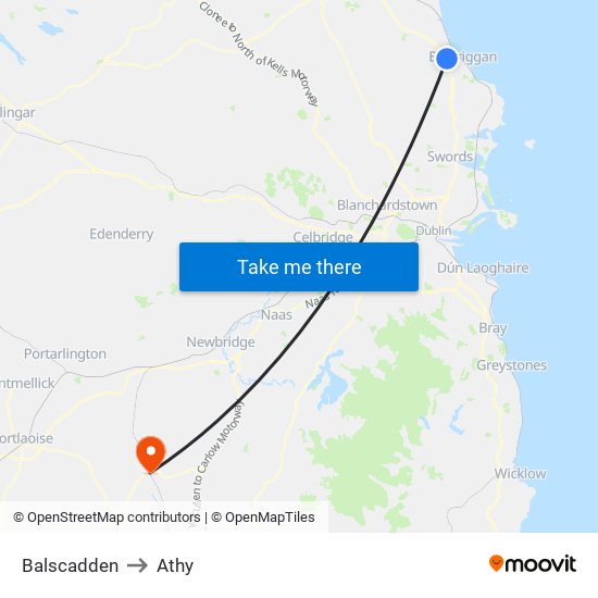 Balscadden to Athy map