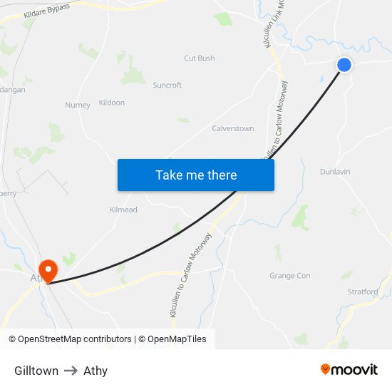 Gilltown to Athy map