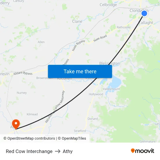 Red Cow Interchange to Athy map